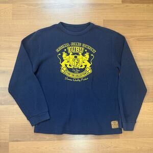 Men's Vintage 2000's Fubu Jeans Co. Blue Waffle Knit Thermal Long Sleeve Shirt M